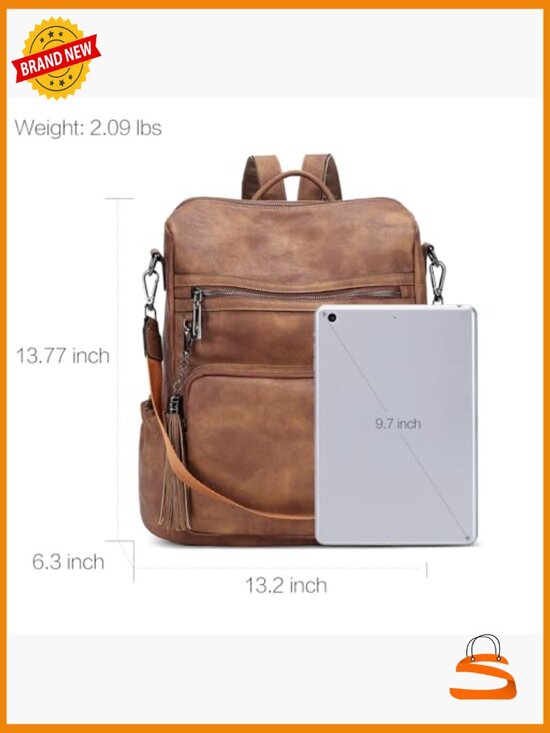 Large Leather Fashion Backpack Purse Women Travel Convertible Shoulder Bag